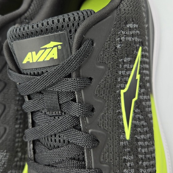 Avia Men's Size 8 Sleek Jogging Shoes NWT Black white neon yellow-green - Picture 2 of 5